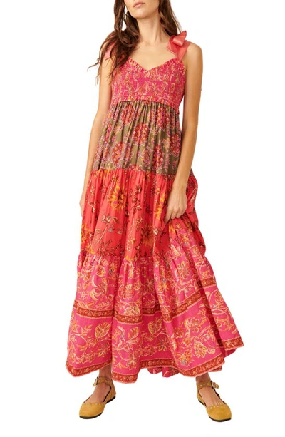 Free People Bluebell Mixed Print Cotton Maxi Dress In Red