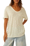 FREE PEOPLE ALL I NEED STRIPE LINEN & COTTON T-SHIRT