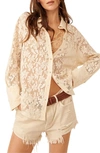 Free People In Your Dreams Lace Button-up Shirt In Tea