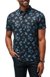 Travis Mathew Mist On The Lake Short Sleeve Button-up Shirt In Black