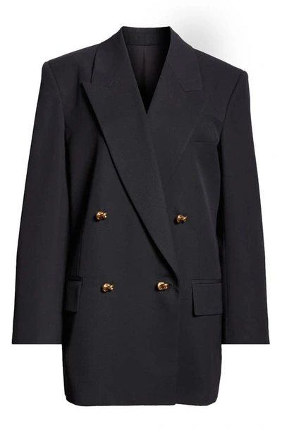 BOTTEGA VENETA KNOT BUTTON DOUBLE BREASTED WOOL TWILL BLAZER