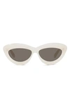 Loewe Curvy Cat Eye Sunglasses, 54mm In Ivory/brown Solid