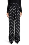 Balenciaga Wide Leg Printed Trousers In Black/ White