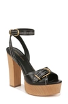 Veronica Beard Leonarda Leather Ankle-strap Platform Sandals In Black
