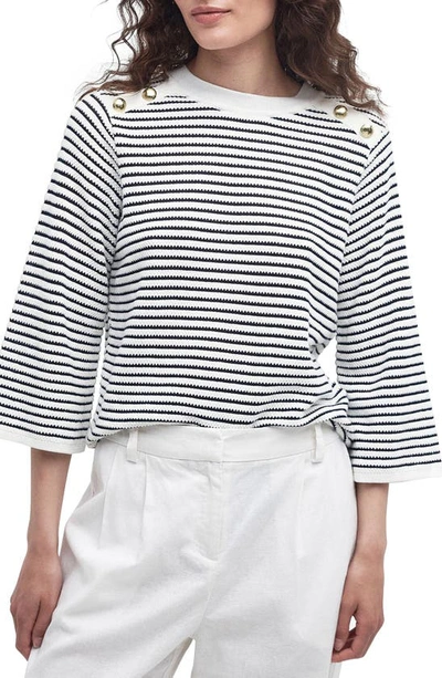 Barbour Macy Womens Knitted Jumper In Antique White Stripe