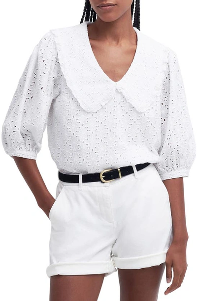 Barbour Kelley Eyelet Cotton Top In White