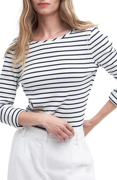 Barbour Langton Womens Long Sleeve Top In Cloud Stripe