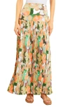 Misook Floral Pleated Maxi Skirt In Clvr/grn/mul