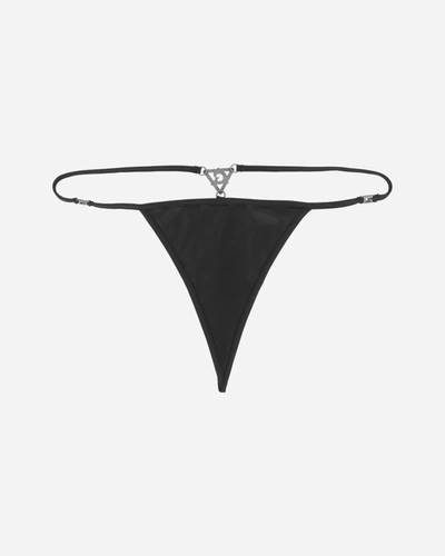 Guess Usa Logo Plaque Thong Female Black In Pink