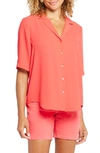 Nydj Gabrielle Floral Print Camp Shirt In Red Fox