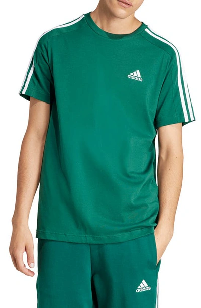 Adidas Originals 3-stripes Cotton T-shirt In Collegiate Green