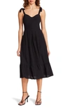 Steve Madden Sophia Rose Tie Strap Midi Sundress In Black
