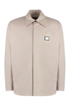 Dolce & Gabbana Collared Technical Fabric Overshirt With Front Pockets In Beige