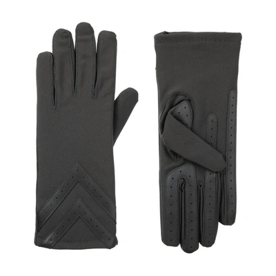 Isotoner Women's Smartdri Chevron Stretch Touchscreen Gloves In Charcoal In Black