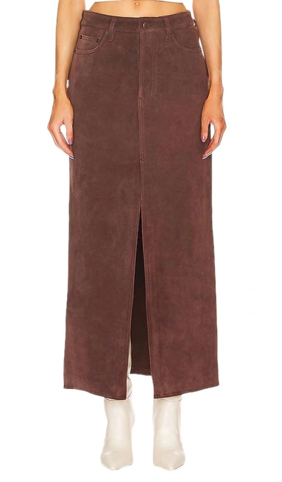 STILL HERE WOMEN'S LIMA SKIRT IN CHOCOLATE SUEDE