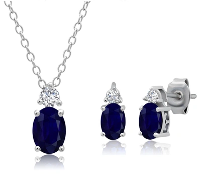 Max + Stone Sterling Silver Genuine Blue Sapphire And White Topaz Stud Earring And Pendant Set