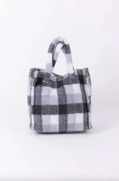 Hat Attack Teddy Tote Check In Grey In White
