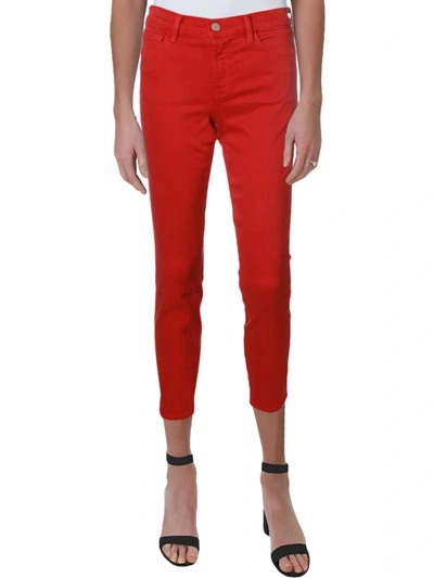 J Brand Womens Cropped Low Rise Colored Skinny Jeans In Red