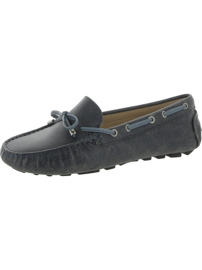 Driver Club Usa Nantucket Womens Leather Slip On Moccasins In Grey