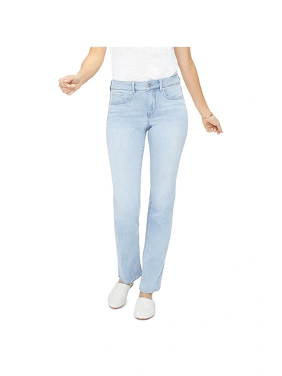 Nydj Marilyn Womens Denim Whisker Wash Straight Leg Jeans In Blue