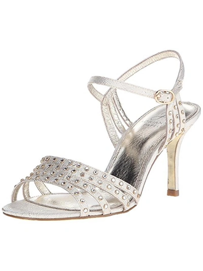 Adrianna Papell Vonia Womens Shimmer Ankle Strap Dress Sandals In Silver
