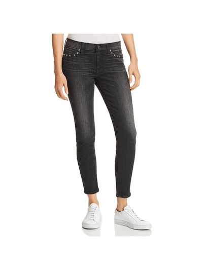 Hudson Barbara Womens Denim Studded Skinny Crop Jeans In Grey