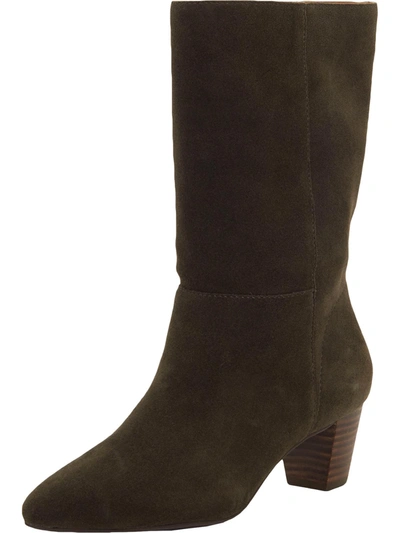 Lucky Brand Zaahira Womens Suede Stacked Heel Mid-calf Boots In Green