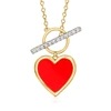 ROSS-SIMONS DIAMOND AND RED ENAMEL HEART TOGGLE NECKLACE IN 18KT GOLD OVER STERLING
