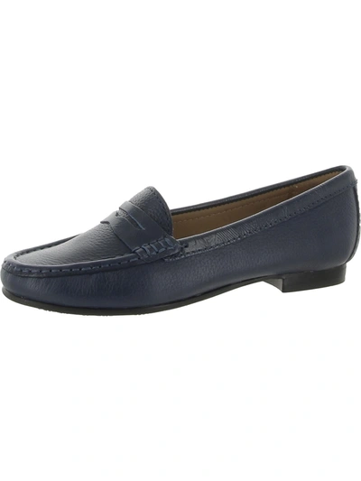 Driver Club Usa Green Wich Womens Leather Slip On Loafers In Blue