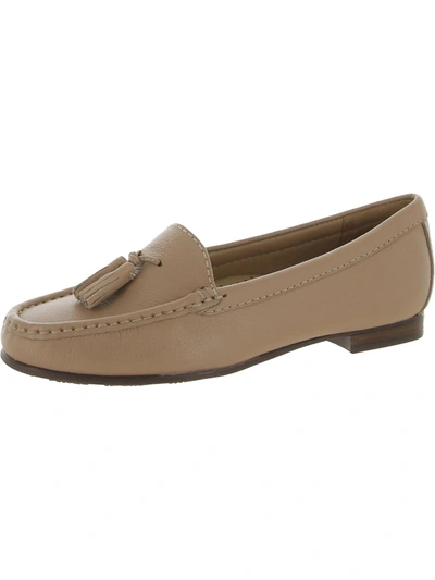 Driver Club Usa Riviera Beach Womens Leather Slip On Loafers In Beige
