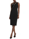 SAFIYAA WOMENS VELVET TRIM KNEE LENGTH COCKTAIL AND PARTY DRESS