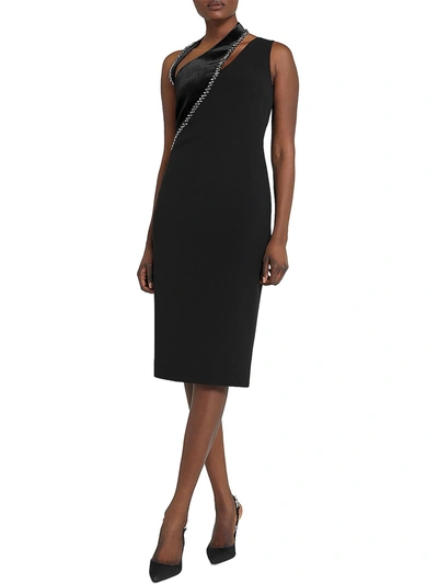 Safiyaa Womens Velvet Trim Knee Length Cocktail And Party Dress In Black