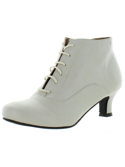 Array Sam Womens Leather Heeled Lace-up Boot In White