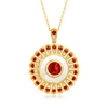 ROSS-SIMONS MOTHER-OF-PEARL AND GARNET PENDANT NECKLACE WITH . WHITE TOPAZ IN 18KT GOLD OVER STERLING