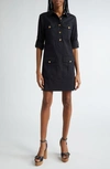 Veronica Beard Saude Long Sleeve Cargo Shirtdress In Blue