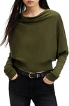Allsaints Ridley Cropped Wool Sweater In Forest Green