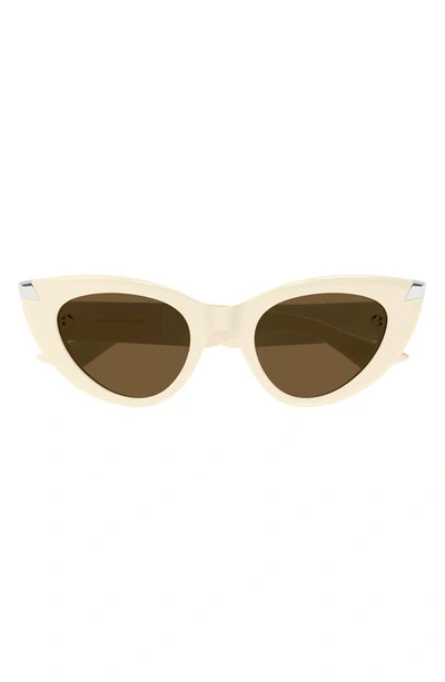 Alexander Mcqueen Sleek Acetate Cat-eye Sunglasses In Shiny Solid Ivory