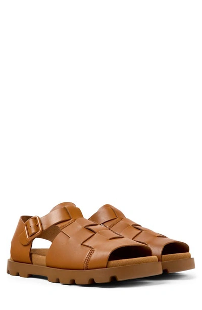 Camper Brutus Leather Sandals In Medium Brown