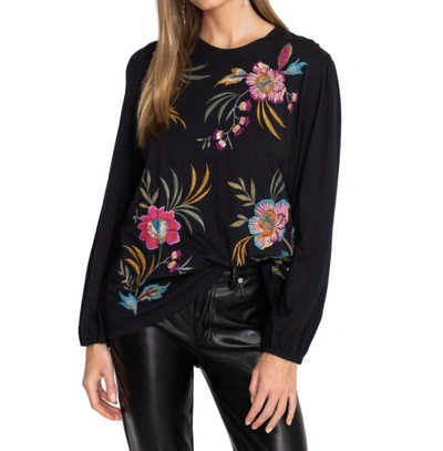 Johnny Was Women's Sidonia Floral-embroidered Cotton Top In Black
