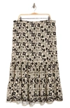 Max Studio Tiered Maxi Skirt In Cream/ Black