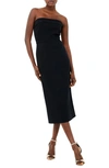 French Connection Echo Crepe Strapless Midi Dress Blackout In Blackout