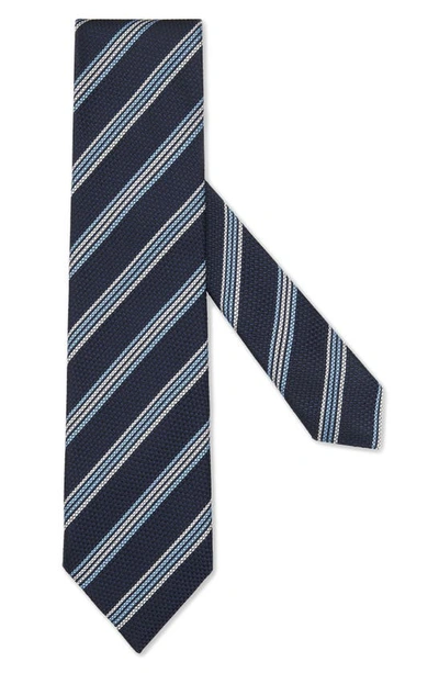 Zegna Men's Diagonal Stripe Silk Tie In Navy