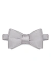 Zegna Butterfly Silk Bow Tie In Light Grey Solid