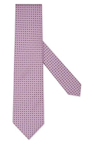 Zegna Geometric-printed Pointed Tip Tie In Pink