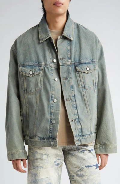 Acne Studios Kataya Delta Denim Oversized Jacket In Blue