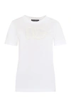Dolce & Gabbana Ribbed Collar Crew-neck T-shirt In Cotton In White