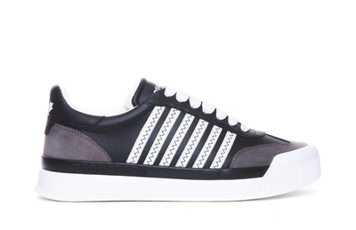 Dsquared2 New Jersey Leather Sneakers In Black
