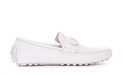 Ferragamo Gancini-plaque Leather Loafers In White