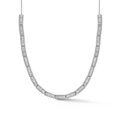 Dana Rebecca Designs Sadie Pearl Channel Set Baguette Tennis Necklace In White Gold