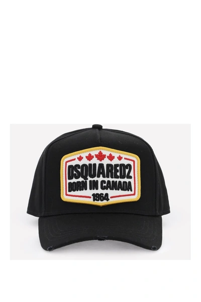 Dsquared2 Logo-patch Cotton Baseball Cap In Black